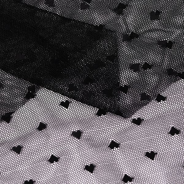 Сетка бельевая эластичная 55 г/м², шир.150 см / 24 кг (1кг-12,5м), Сердечки, цв.черный /OLG015.170/