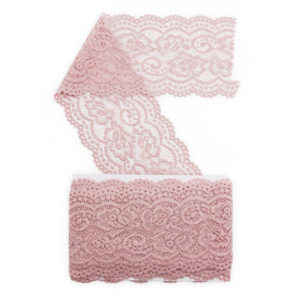 Кружево эластичное (стрейч) 100 мм / 3 метра, C344 пудровый