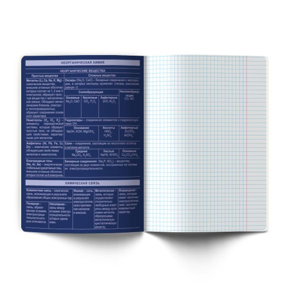 Тетрадь со справочным материалом Золотые главы, тисн.золот.фольгой, A5 48 л. на скобе 65 г/м², белизна 100% 10 шт клетка, 01854 Золотые главы Химия, Светоч Т286