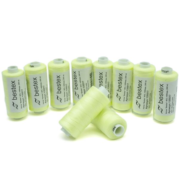 Нитки швейные бытовые Bestex 40/2, 365 м (400 ярд) / 10 кат., 302 бледно-лаймовый