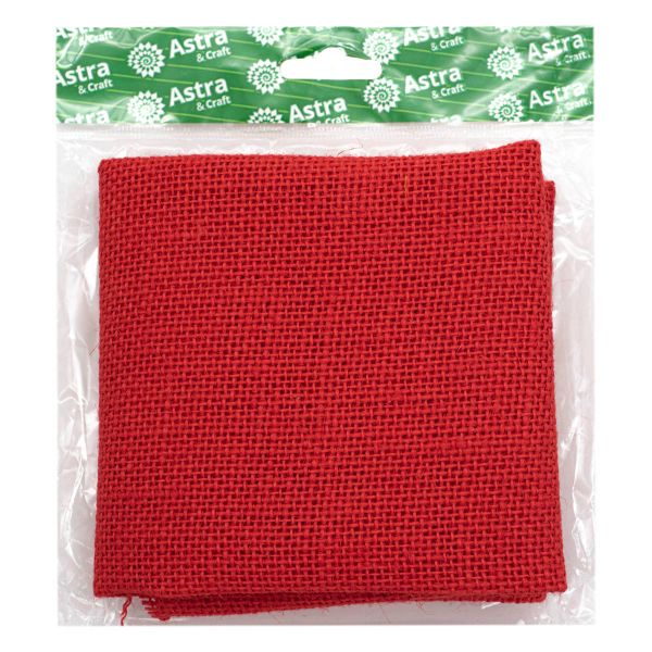 Ткань для рукоделия рогожка 100% лен 48х45см, красный