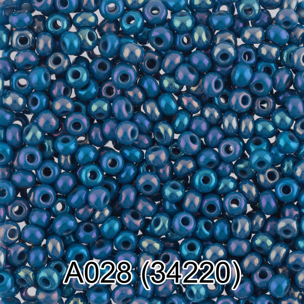 Бисер Preciosa круглый 10/0, 2.3 мм, 10х5 г, 1-й сорт, A028 голубой/меланж, 34220, круглый 1