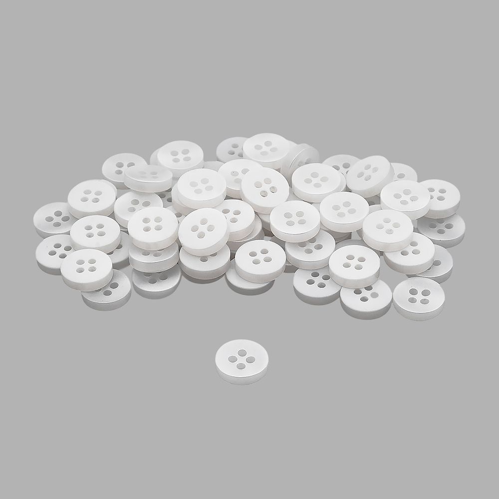 Пуговицы 4 прокола 18L (11мм), пластик (Wht-01 белый), CN_2846, 72 шт