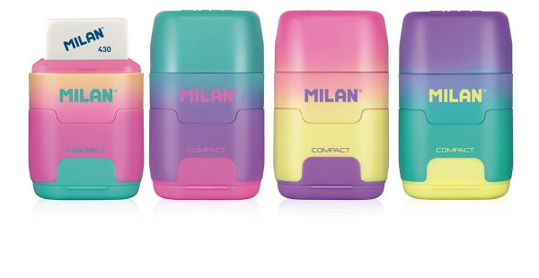 Ластик-точилка Compact Sunset 2 отверстия 16 шт, ассорти 4721116, Milan