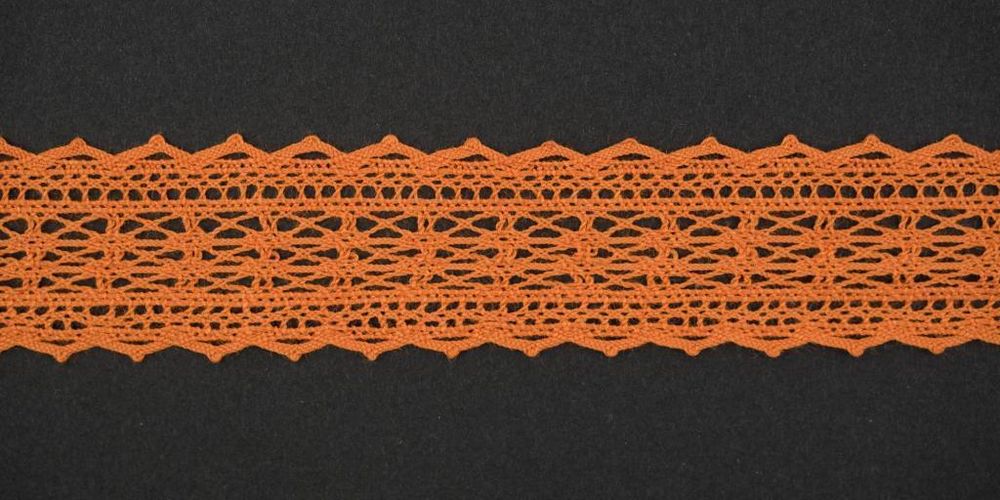 Кружево вязаное (тесьма) 21 мм, цв.оранжевый, Alfa, 25 метров, AF-379-083 Кружево вязаное (тесьма) 21 мм, цв.оранжевый, Alfa, 25 метров, AF-379-083