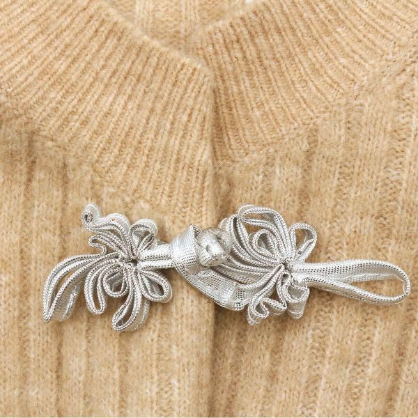 Сутажная застежка, 9 см (серебро), NO.3, 5 шт