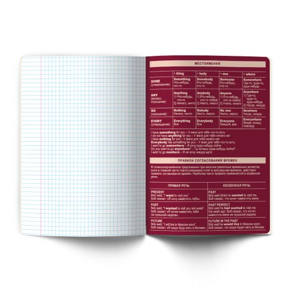 Тетрадь со справочным материалом Лёгким почерком, софт-тач ламинация, A5 48 л. на скобе 65 г/м², белизна 100% 10 шт, клетка, 01836 Лёгким почерком Английский язык, Светоч Т284