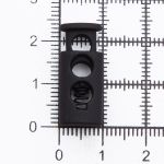 Фиксатор (зажим) для шнура пластик 2 отв., ⌀4.0 мм, 10х23 мм, черная резина, 100 шт