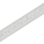 Лента (тесьма) жаккардовая 32.0 мм / 25±1 метров, с метанитом рис. 9842, белый/серебро, С3104Г17