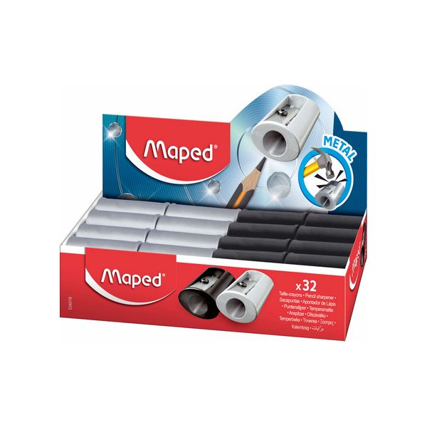 Точилка SATELLITE металлическая, черн/серебро 534019, Maped