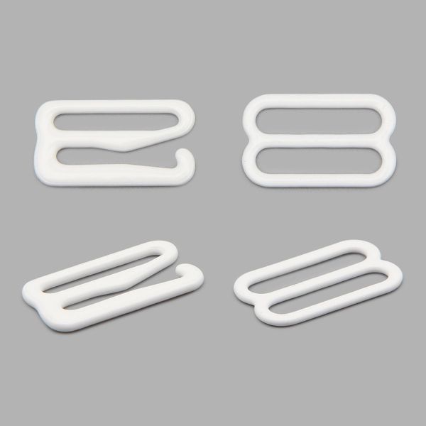 Набор крючки + регуляторы для бюстгальтеров металл 15.0 мм, (12 крюч., 6 регул.), белый