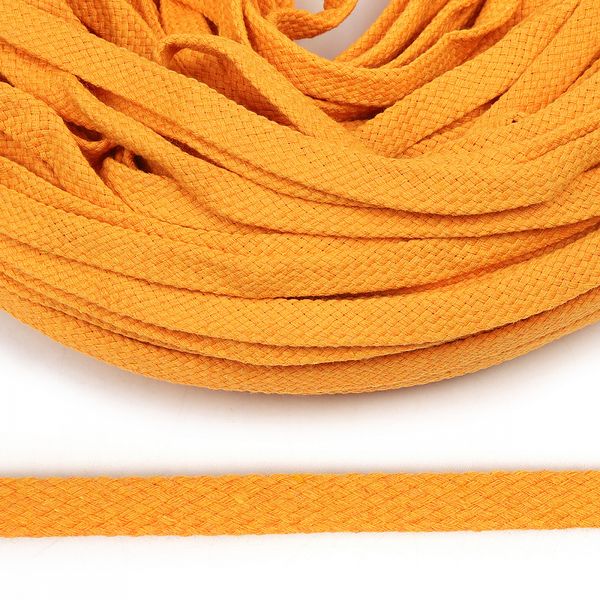 Шнур плоский х/б ⌀10.0 мм, турецкое плетение цв.007 апельсин уп.50 м
