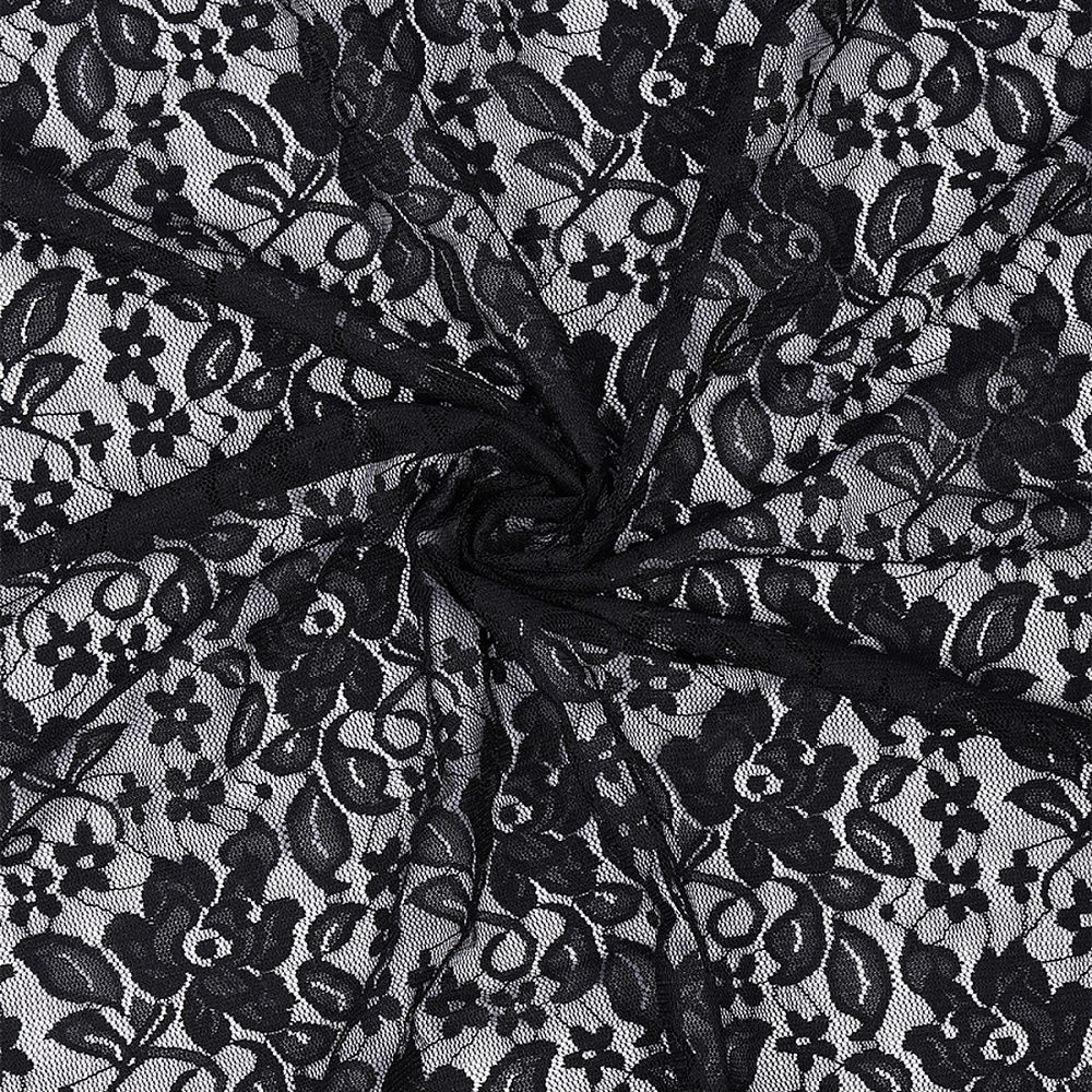 Гипюр стрейч 90 г/м², 150 см / 1 метр, TBY.M0064, черный