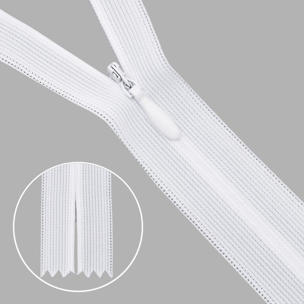 Молния потайная (скрытая) Т3 (3 мм) 1 зам., н/раз., 50 см, белый, 31271 / 50, 10 шт