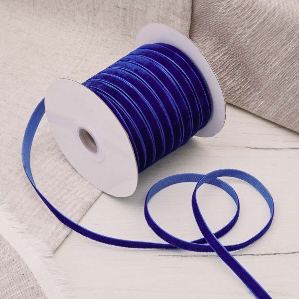 Лента бархатная (тесьма) 06.0 мм / 32.9±2 метров, 0081-0701 (8571 синий)