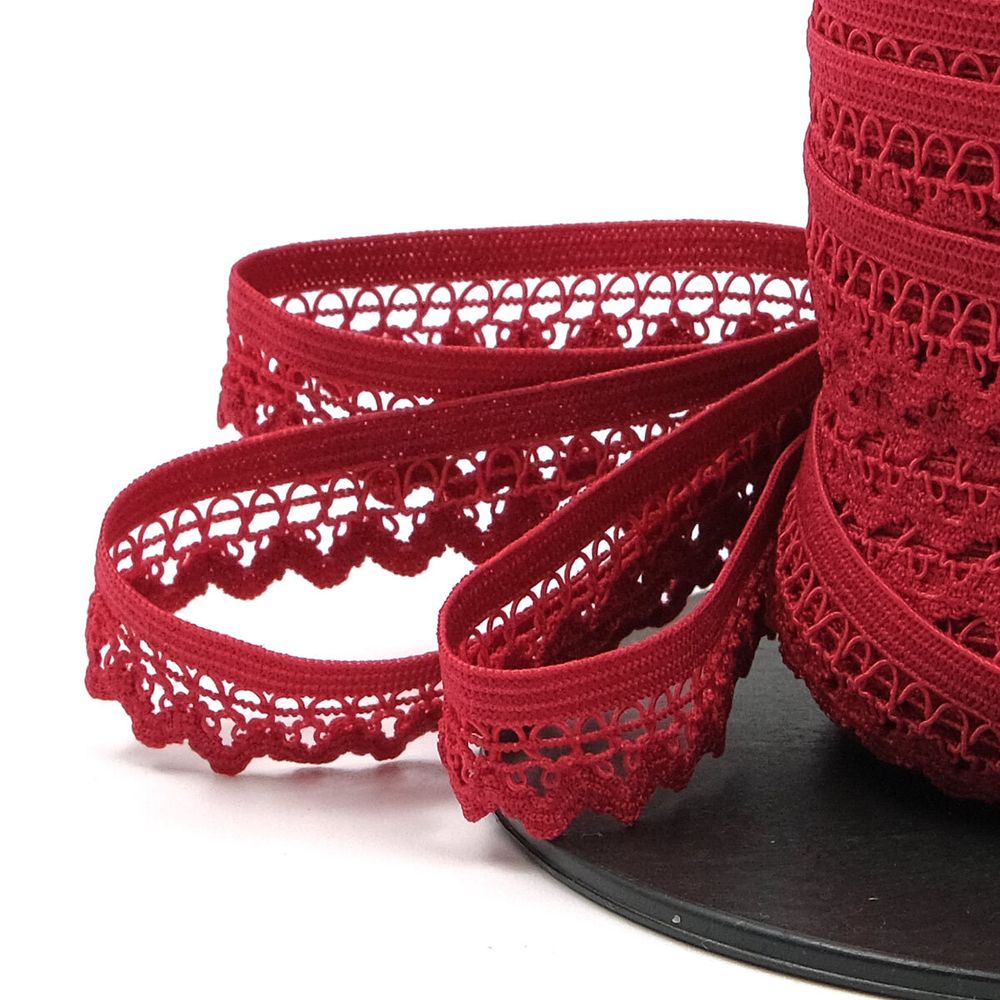 Резинка бельевая (ажурная) 13.5 мм / 50 метров, бордовый, 0313/81