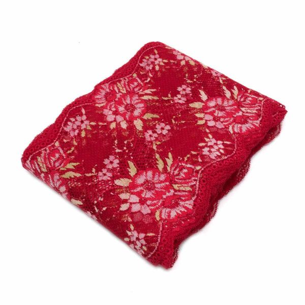 Кружево бельевое эластичное 170 мм / 10 м, красный