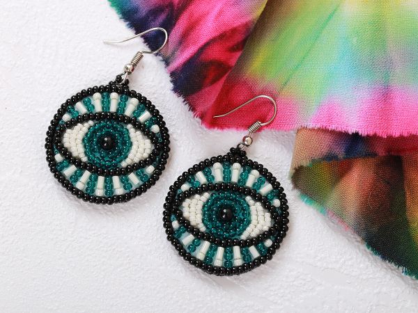 Набор для вышивания бисером Klart, серьги Глаза, 3,5х3,5 см