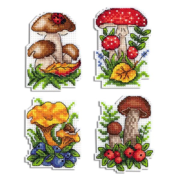 Набор для вышивания нитками МП Студия, Грибное лукошко9х6см