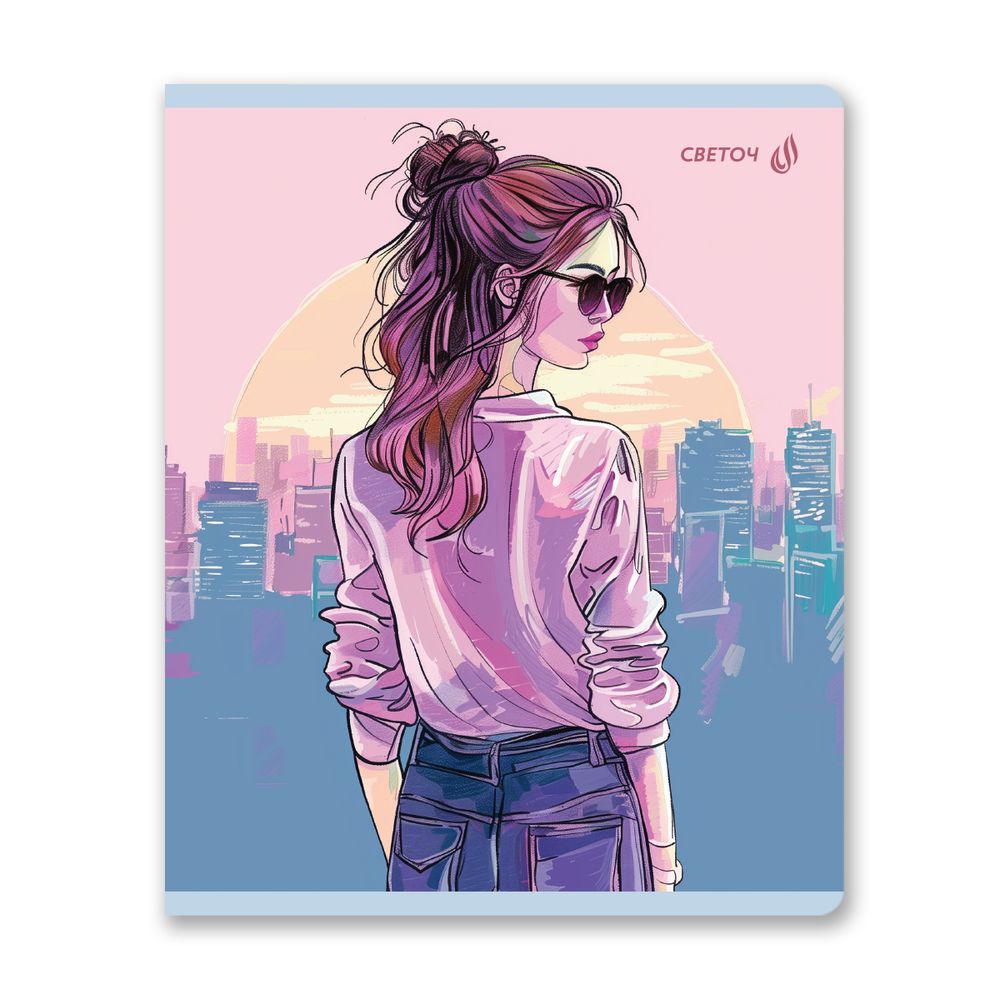 Тетрадь ученическая общая, выборочный лак, A5+ 80 л. на скобе 65 г/м², белизна 100 %, 5 шт, клетка, 01127 Оглянись!, Светоч Т81