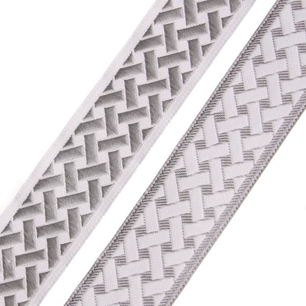 Лента (тесьма) жаккардовая 35.0 мм / 10±0.5 метров, бордюр Плетеный орнамент 35274 V4 серый