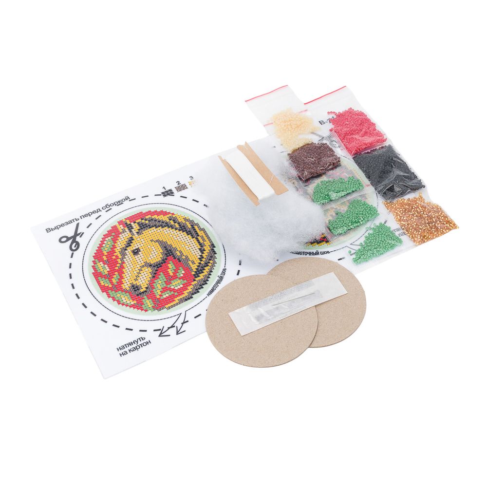 Набор для вышивания бисером Кроше (Радуга бисера) В714, Талисман Хохлома 8х8см