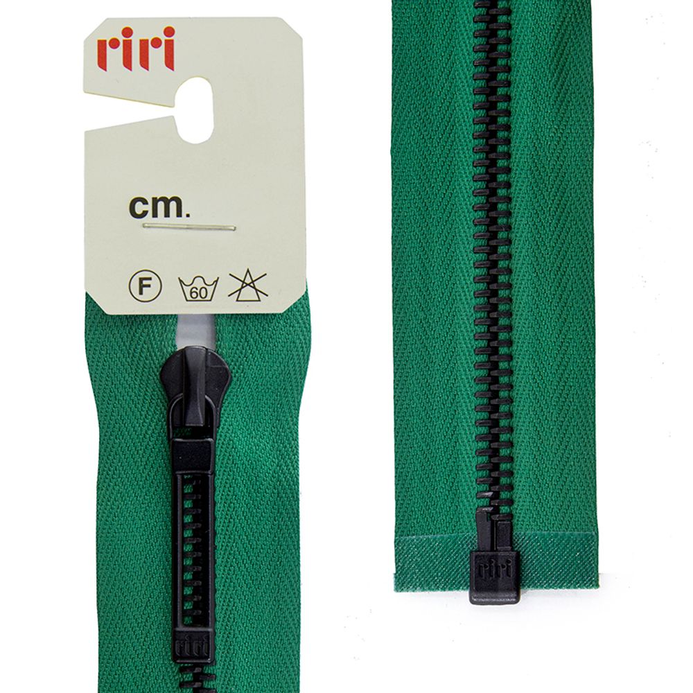 Молния металлическая карман. RIRI Т6 (6 мм) BI, слайд.Stab, н/раз., 18 см, цв. тесьмы 2715, зеленый, упак. 5 шт