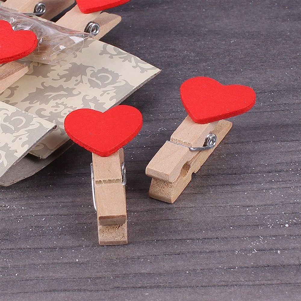 Прищепки декоративные "Сердечко" 10 шт