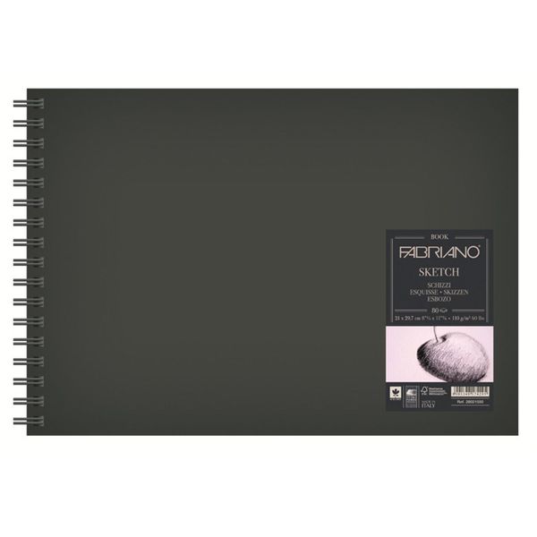 Альбом на спирали для зарисовок Пейзажный Fabriano Sketch Book 110 г/м², 21х29.7 см, на спирали 80 л, Fabriano 28021660