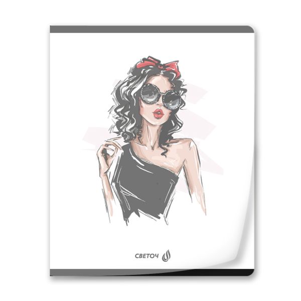 Тетрадь общая с пластиковой обложкой 180 мкр, лен, цвет.запечат.титул лист A5+ 80 л. на скобе 65 г/м², белизна 100 %, 10 шт, клетка, 01106 Парижанка, Светоч Т63