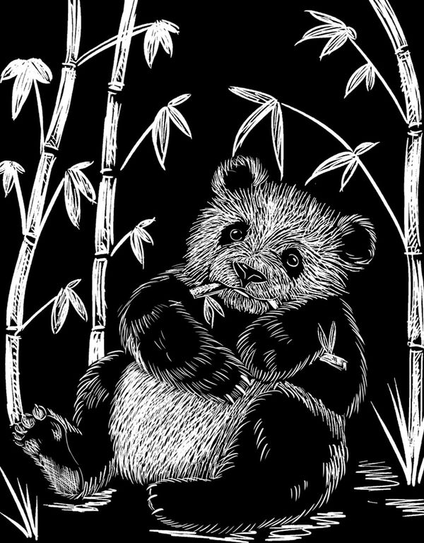 Набор для творчества Гравюра 20х25.5 см, №32 Панда (серебро), Hobbius SGHK