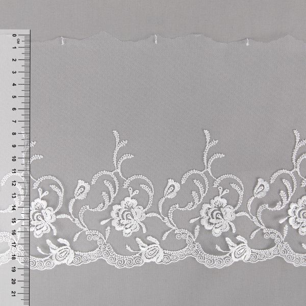 Кружево на сетке 190 мм / 10 м, слоновая кость, Gamma GKM-1901