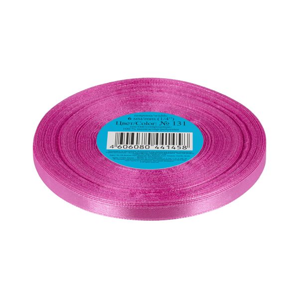 Лента атласная 1-сторонняя 6.0 мм / 33±2 метра, 131 бл.лиловый, Gamma