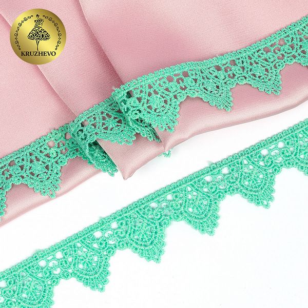 Кружево гипюр (плетёное) 26 мм, 0798 цв.F249 мята уп.27м, Kruzhevo