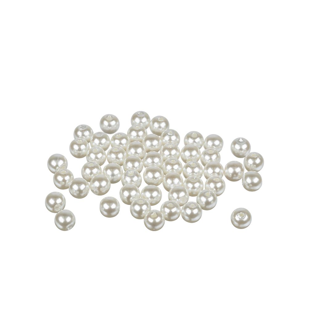 Бусины пластик ⌀8 мм, 50±2 шт, №01 белый, Zlatka PB-2