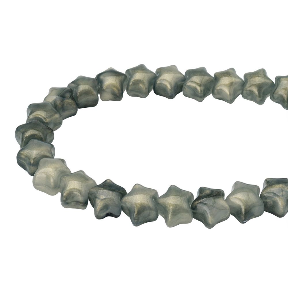 Бусины акрил 12.5х11х10.6 мм, 500 г, дымка, золот. шиммером звезда, AD009 оливковый, (7748706)7557 , Astra&Craft