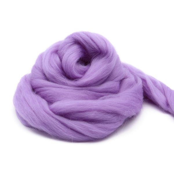 Шерсть для валяния полутонкая 100%, 100г, 22 сирень