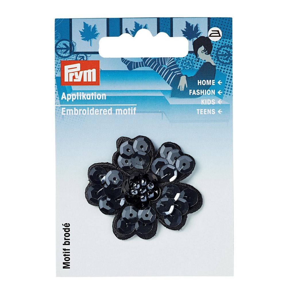 Аппликация Цветок из блесток, черный цв. Prym