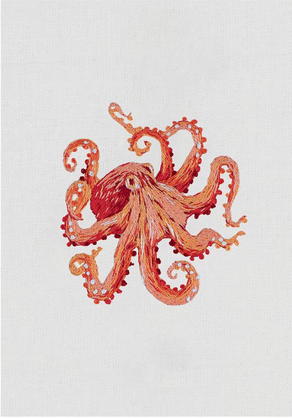 Набор для вышивания нитками Panna Живая картина JK-2321, Осьминог, 6.5х6 см