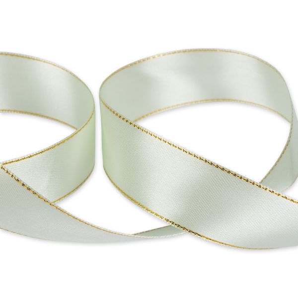 Лента атласная 2-сторонняя с метанитью 25.0 мм / 33±2 метра, 050 салат/золото, Gamma AL-25M