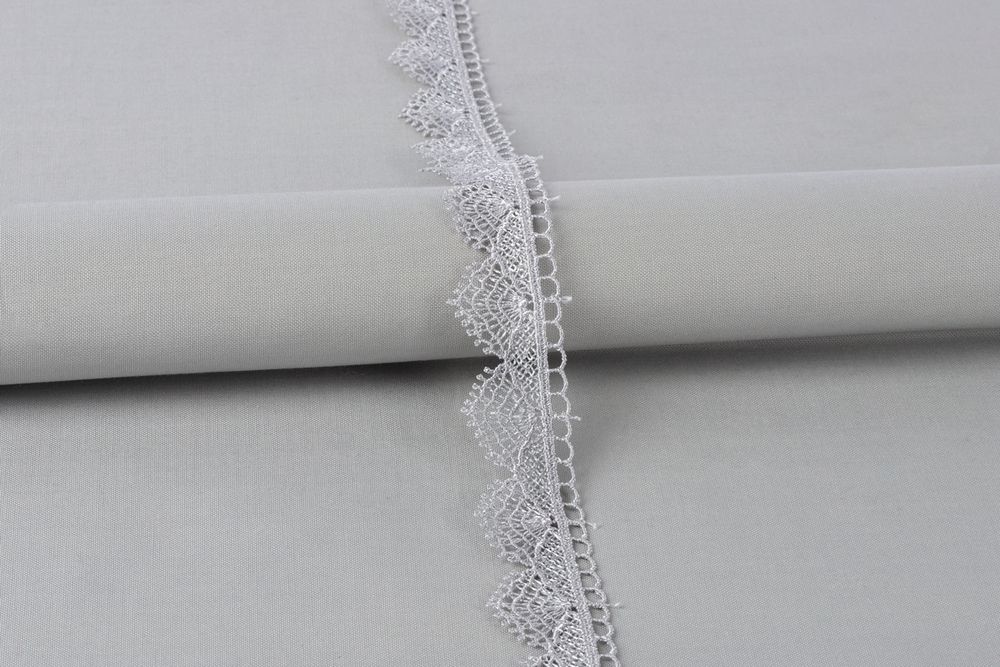 Кружево гипюр (плетёное) 27 мм / 10 м, GP017LGR св.серый, Gamma GGM-2702