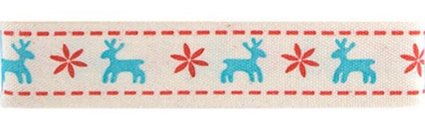 Лента хлопок с рисунком 16.0 мм / 5 шт по 3 метра, A2_065/129 Северные олени, CLP-162 Gamma