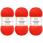 Пряжа Вязь Акриловая тонкая / уп.3 мот. по 100 г, 360 м, 160 красный