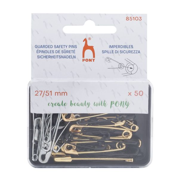 Булавки английские l=27-51 мм, сталь, 50 шт, Pony, 85103