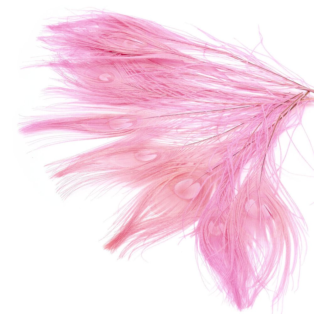 Перо павлина декоративное 25-30см, 10 штук (розовый), AR204-2