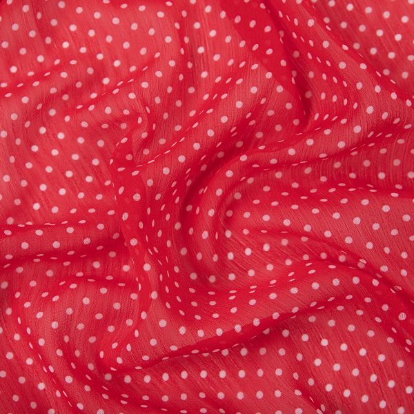 Ткань блузочная Chiffon 68 г/м², 200х147 см, 7 красный/ белый, Gamma PC-05