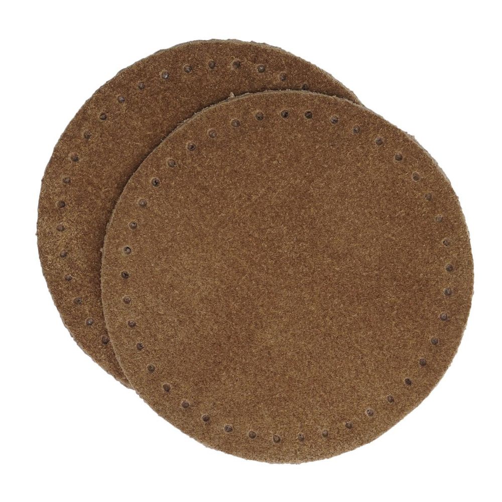 Заплатки пришивные из замши, круг ⌀6см с перфорацией, 2 шт, 100% кожа, 32 кэмел, 59111