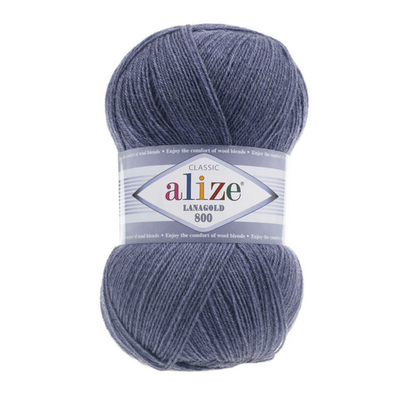 Пряжа Alize (Ализе) Lana Gold 800 / уп.5 мот. по 100 г, 730м, 203 джинс меланж А