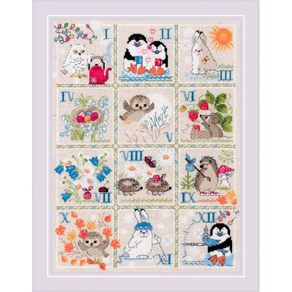 Набор для вышивания нитками Риолис, Лесной календарь 30х40см