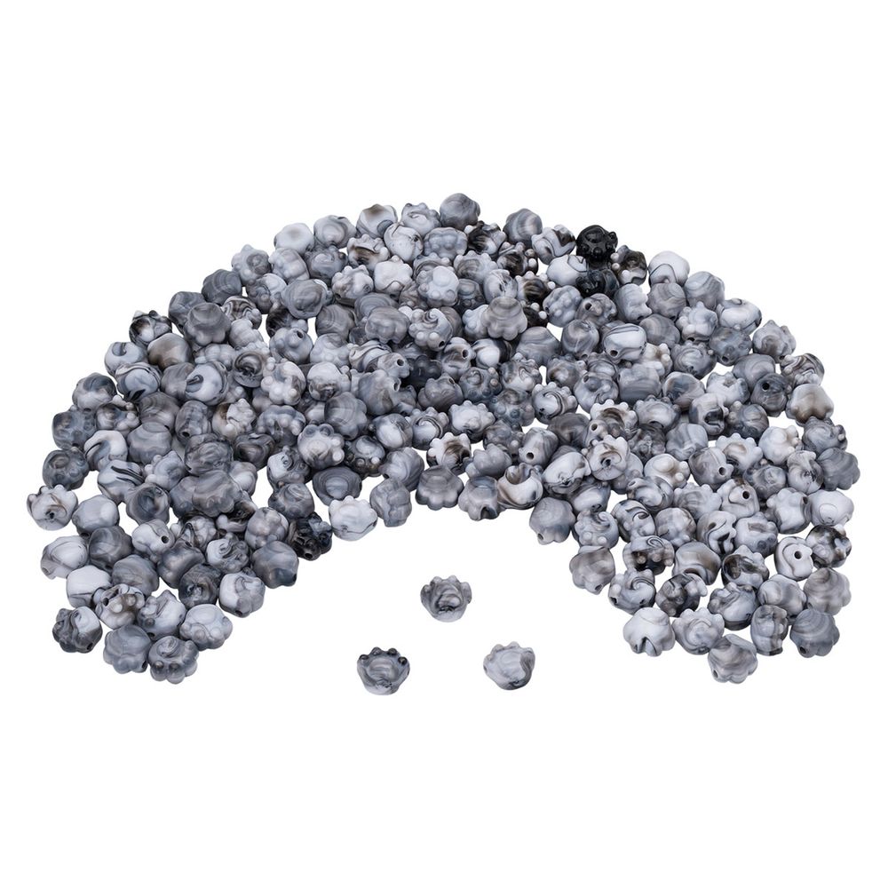 Бусины акрил 18.5х16.5х14 мм, 500 г, дымка, Кошачьи лапки, AD042 бело-черный, (7748712)7502 , Astra&Craft